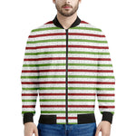 Merry Christmas Striped Pattern Print Men's Bomber Jacket