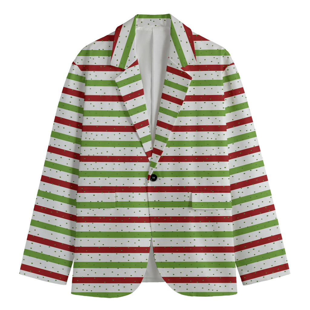 Merry Christmas Striped Pattern Print Men's Cotton Blazer