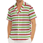 Merry Christmas Striped Pattern Print Men's Deep V-Neck Shirt