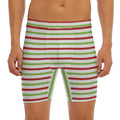 Merry Christmas Striped Pattern Print Men's Long Boxer Briefs