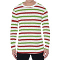 Merry Christmas Striped Pattern Print Men's Long Sleeve T-Shirt