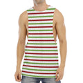 Merry Christmas Striped Pattern Print Men's Muscle Tank Top