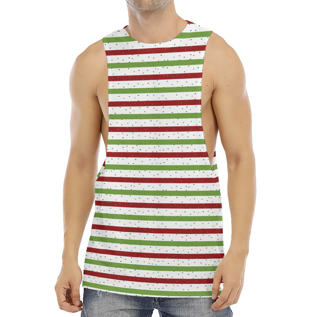 Merry Christmas Striped Pattern Print Men's Muscle Tank Top