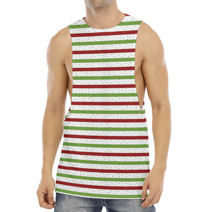 Merry Christmas Striped Pattern Print Men's Muscle Tank Top