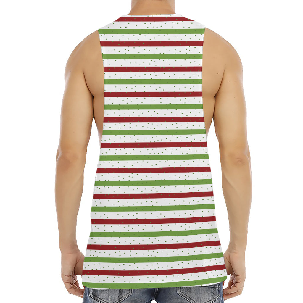 Merry Christmas Striped Pattern Print Men's Muscle Tank Top