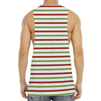 Merry Christmas Striped Pattern Print Men's Muscle Tank Top
