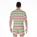 Merry Christmas Striped Pattern Print Men's Rompers