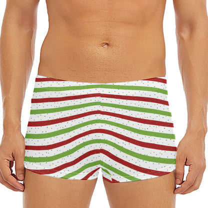 Merry Christmas Striped Pattern Print Men's Short Boxer Briefs