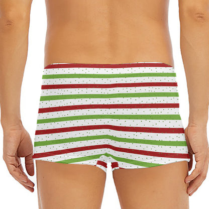 Merry Christmas Striped Pattern Print Men's Short Boxer Briefs