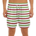 Merry Christmas Striped Pattern Print Men's Split Running Shorts