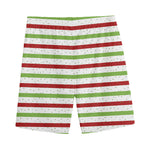 Merry Christmas Striped Pattern Print Men's Sports Shorts