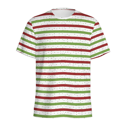 Merry Christmas Striped Pattern Print Men's Sports T-Shirt