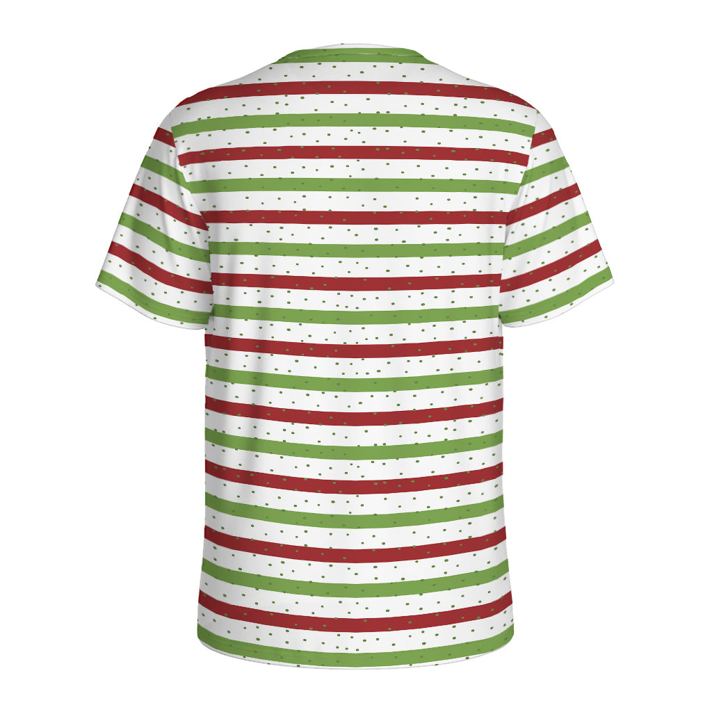 Merry Christmas Striped Pattern Print Men's Sports T-Shirt
