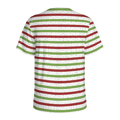 Merry Christmas Striped Pattern Print Men's Sports T-Shirt