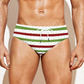 Merry Christmas Striped Pattern Print Men's Swim Briefs