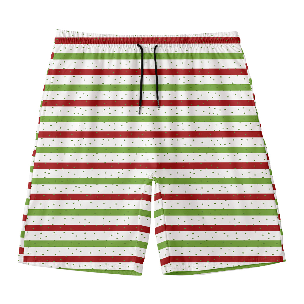 Merry Christmas Striped Pattern Print Men's Swim Trunks
