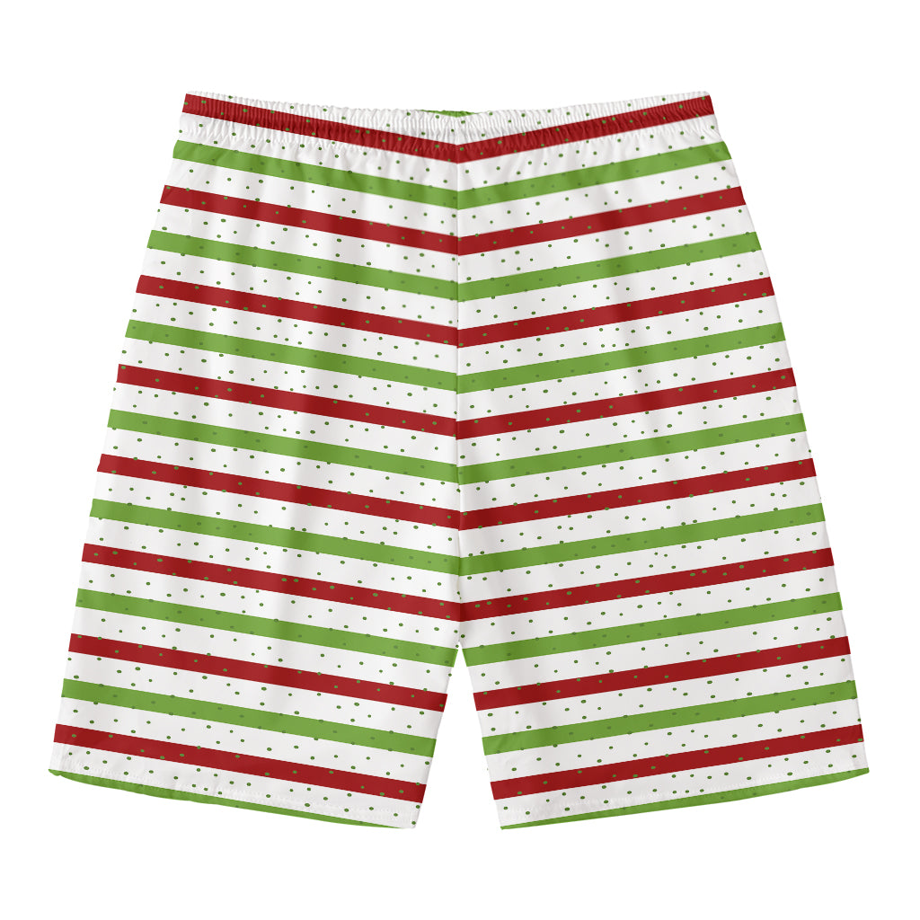 Merry Christmas Striped Pattern Print Men's Swim Trunks