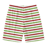 Merry Christmas Striped Pattern Print Men's Swim Trunks