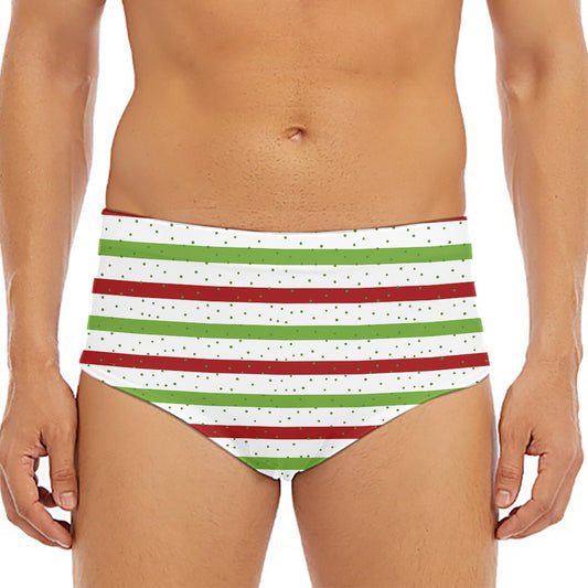 Merry Christmas Striped Pattern Print Men's Triangle Swim Briefs