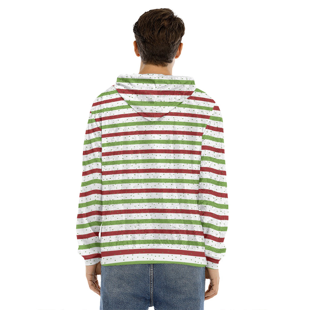 Merry Christmas Striped Pattern Print Men's Velvet Pullover Hoodie