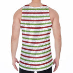 Merry Christmas Striped Pattern Print Men's Velvet Tank Top