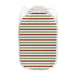 Merry Christmas Striped Pattern Print Mesh Laundry Hamper