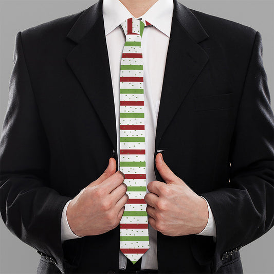 Merry Christmas Striped Pattern Print Necktie