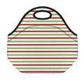 Merry Christmas Striped Pattern Print Neoprene Lunch Bag