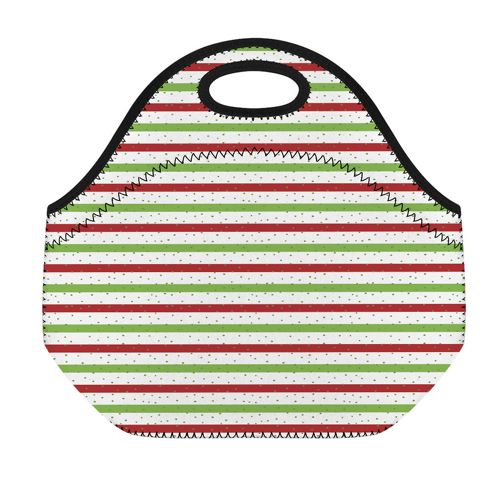 Merry Christmas Striped Pattern Print Neoprene Lunch Bag
