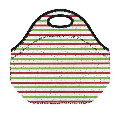 Merry Christmas Striped Pattern Print Neoprene Lunch Bag