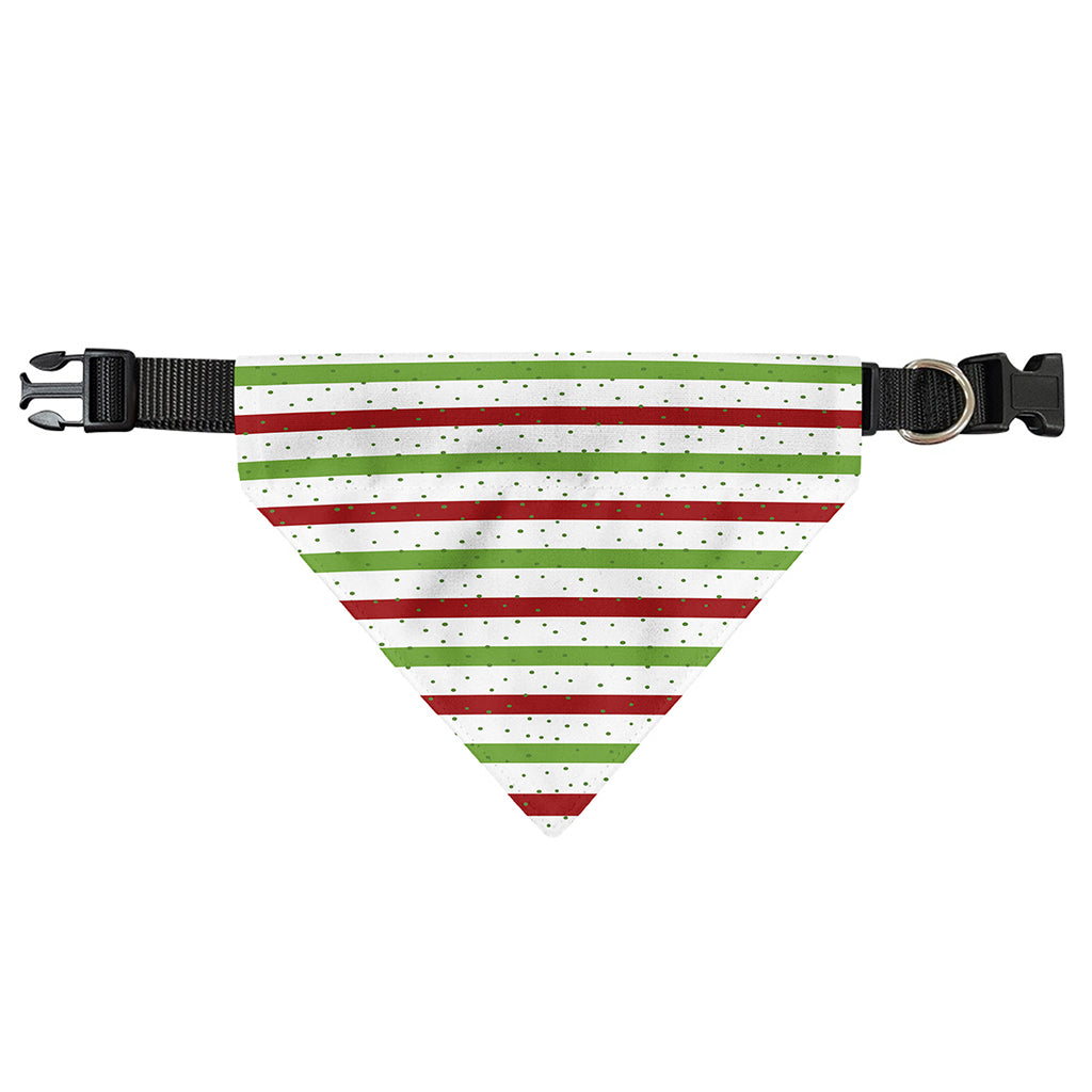 Merry Christmas Striped Pattern Print Over The Collar Dog Bandana