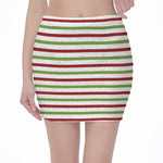 Merry Christmas Striped Pattern Print Pencil Mini Skirt