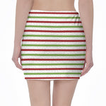 Merry Christmas Striped Pattern Print Pencil Mini Skirt