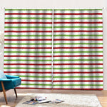 Merry Christmas Striped Pattern Print Pencil Pleat Curtains