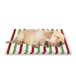 Merry Christmas Striped Pattern Print Pet Cooling Mat Cover