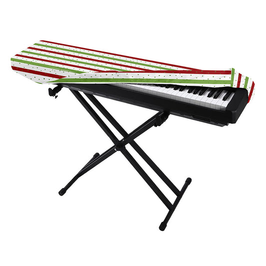 Merry Christmas Striped Pattern Print Piano Keyboard Cover