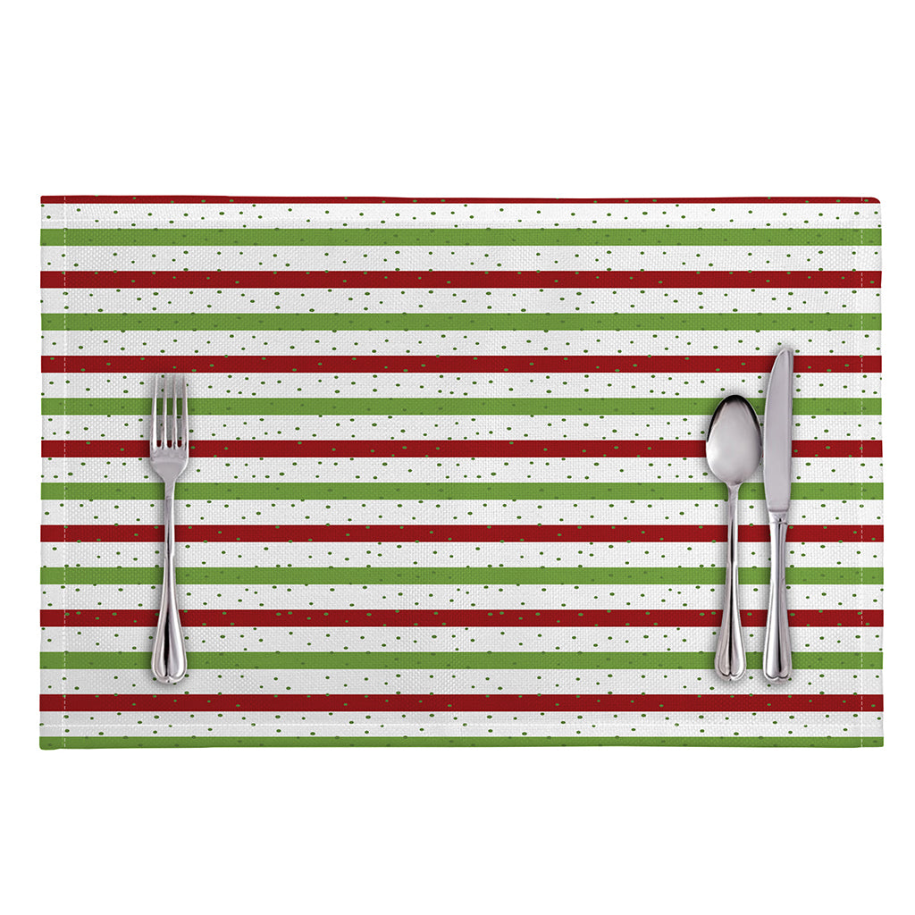Merry Christmas Striped Pattern Print Placemat