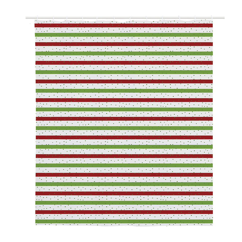 Merry Christmas Striped Pattern Print Polyester Shower Curtain