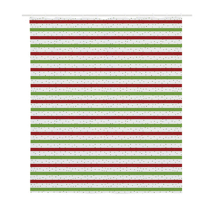 Merry Christmas Striped Pattern Print Polyester Shower Curtain