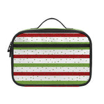 Merry Christmas Striped Pattern Print Portable Lunch Bag