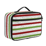 Merry Christmas Striped Pattern Print Portable Lunch Bag