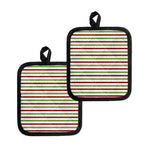 Merry Christmas Striped Pattern Print Pot Holders