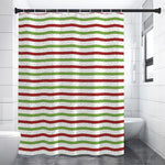 Merry Christmas Striped Pattern Print Premium Shower Curtain