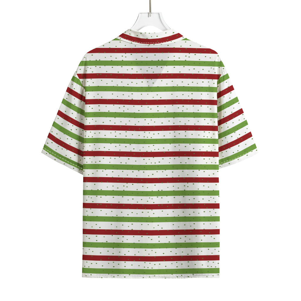 Merry Christmas Striped Pattern Print Rayon Hawaiian Shirt