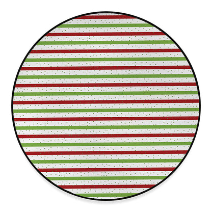 Merry Christmas Striped Pattern Print Round Floor Mat