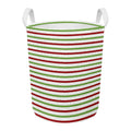 Merry Christmas Striped Pattern Print Round Laundry Basket