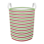 Merry Christmas Striped Pattern Print Round Laundry Basket