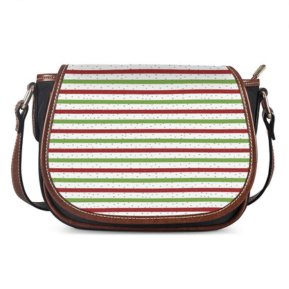 Merry Christmas Striped Pattern Print Saddle Bag