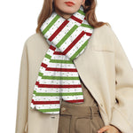 Merry Christmas Striped Pattern Print Scarf