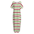 Merry Christmas Striped Pattern Print Short Sleeve Long Nightdress